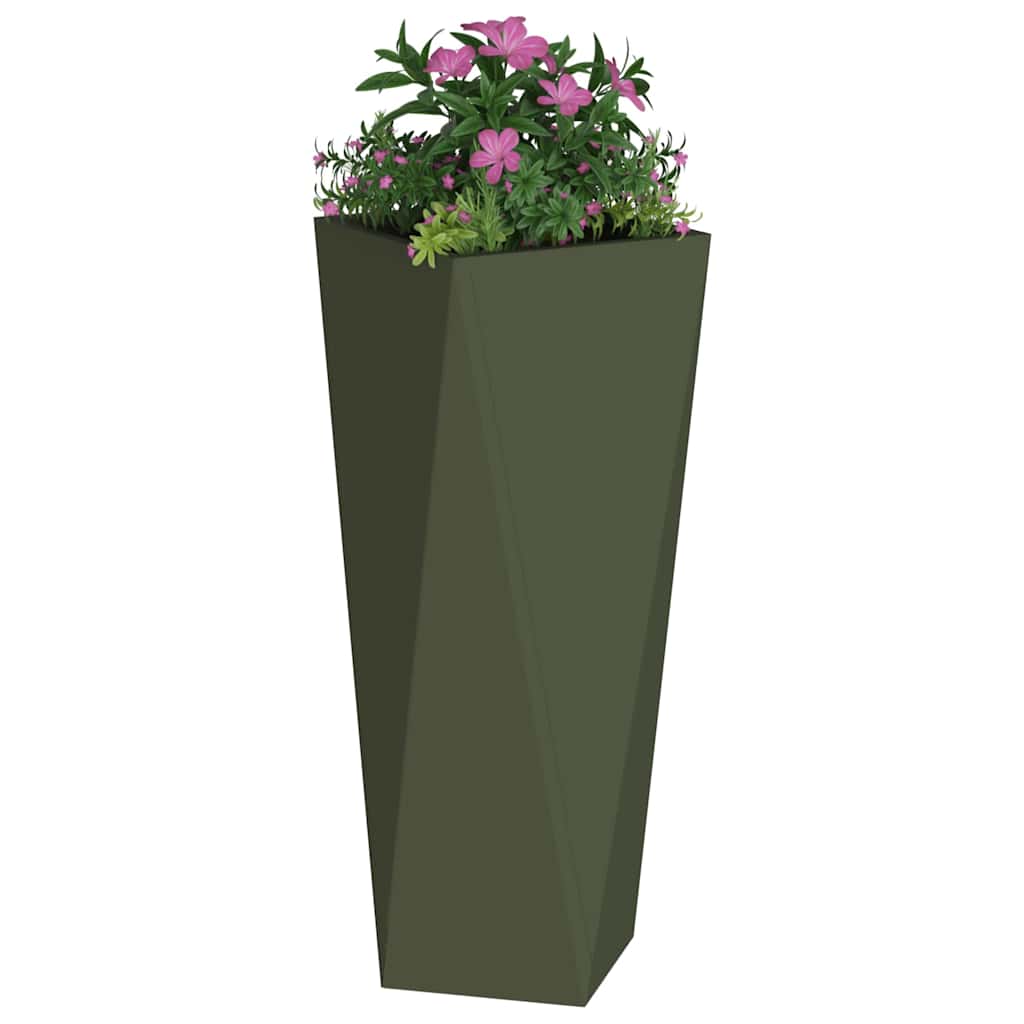 Utomhus Blomkruka Metall 2 pcs Olivgrön 30 x 30 x 75 cm Stål