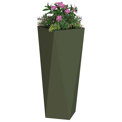 Utomhus Blomkruka Metall 2 pcs Olivgrön 30 x 30 x 75 cm Stål