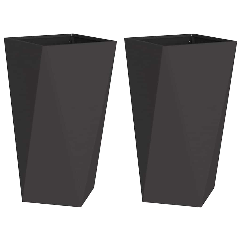 Utomhus Blomkruka Metall 2 pcs Svart 40 x 40 x 75 cm Stål