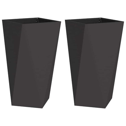 Utomhus Blomkruka Metall 2 pcs Svart 40 x 40 x 75 cm Stål