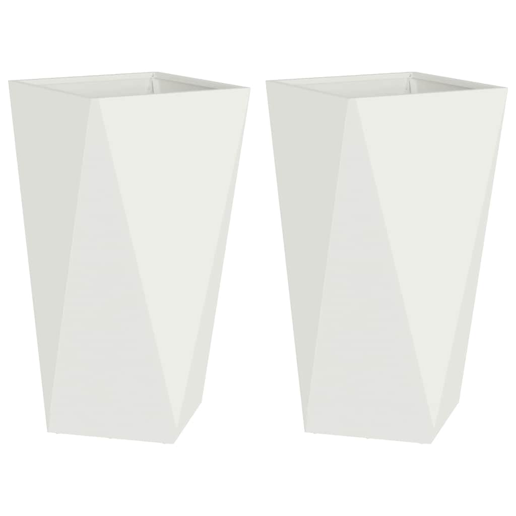 Utomhus Blomkruka Metall 2 pcs Vit 40 x 40 x 75 cm Stål