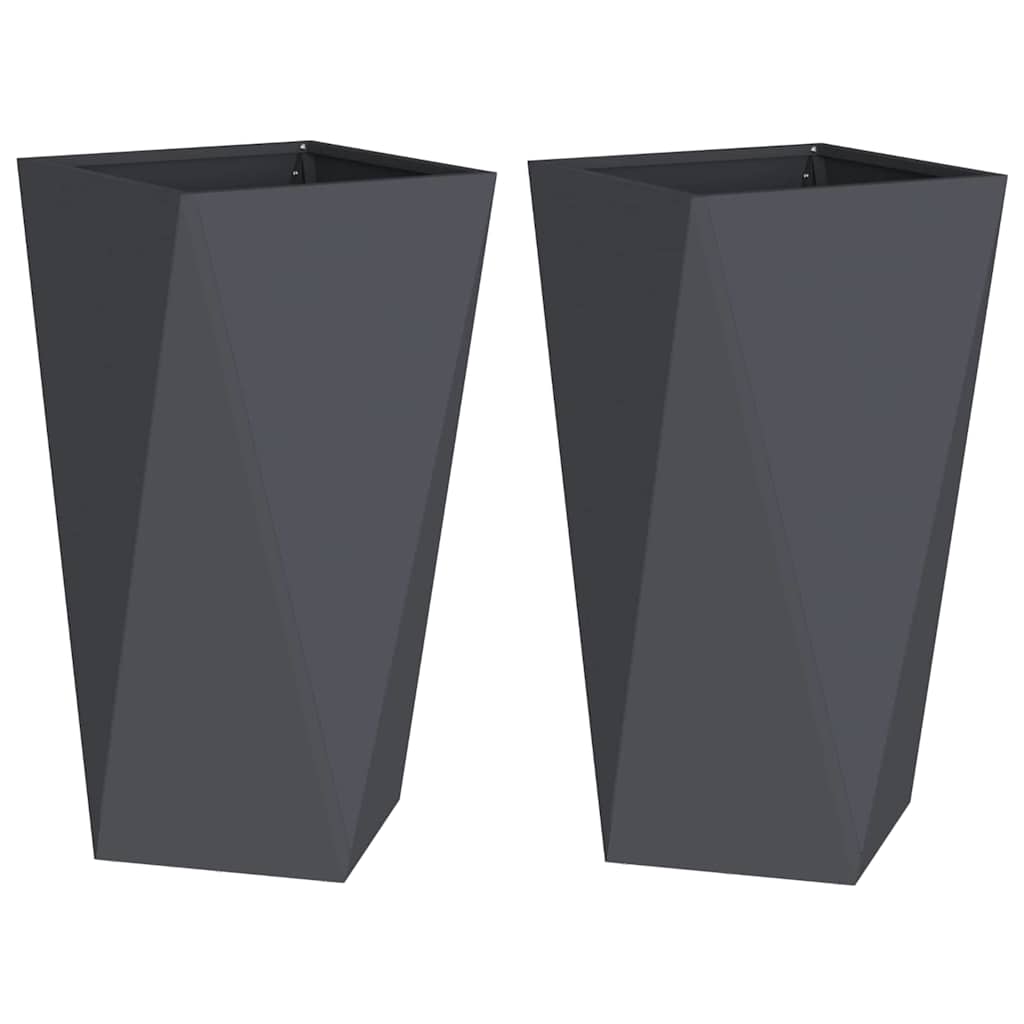 Utomhus Blomkruka Metall 2 pcs Antracit 40 x 40 x 75 cm Stål