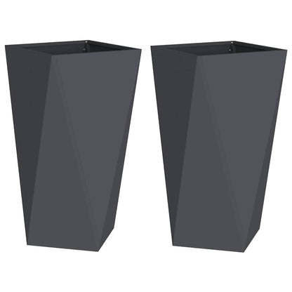 Utomhus Blomkruka Metall 2 pcs Antracit 40 x 40 x 75 cm Stål