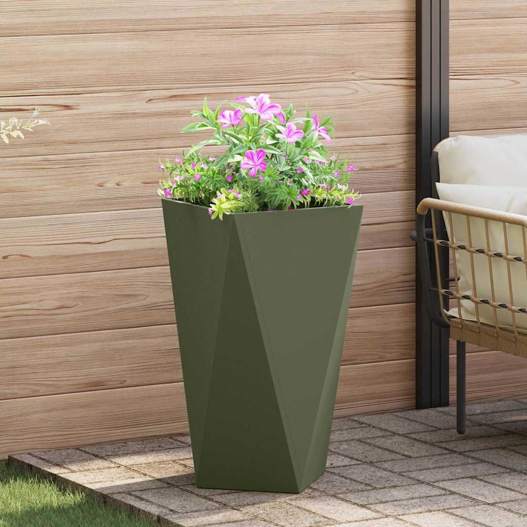 Utomhus Blomkruka Metall 2 pcs Olivgrön 40 x 40 x 75 cm Stål