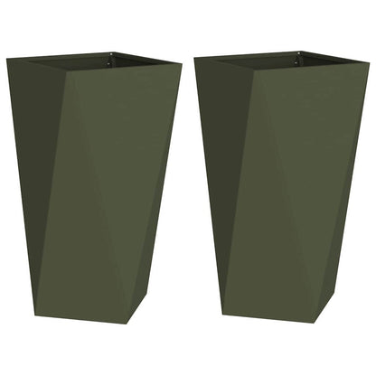 Utomhus Blomkruka Metall 2 pcs Olivgrön 40 x 40 x 75 cm Stål