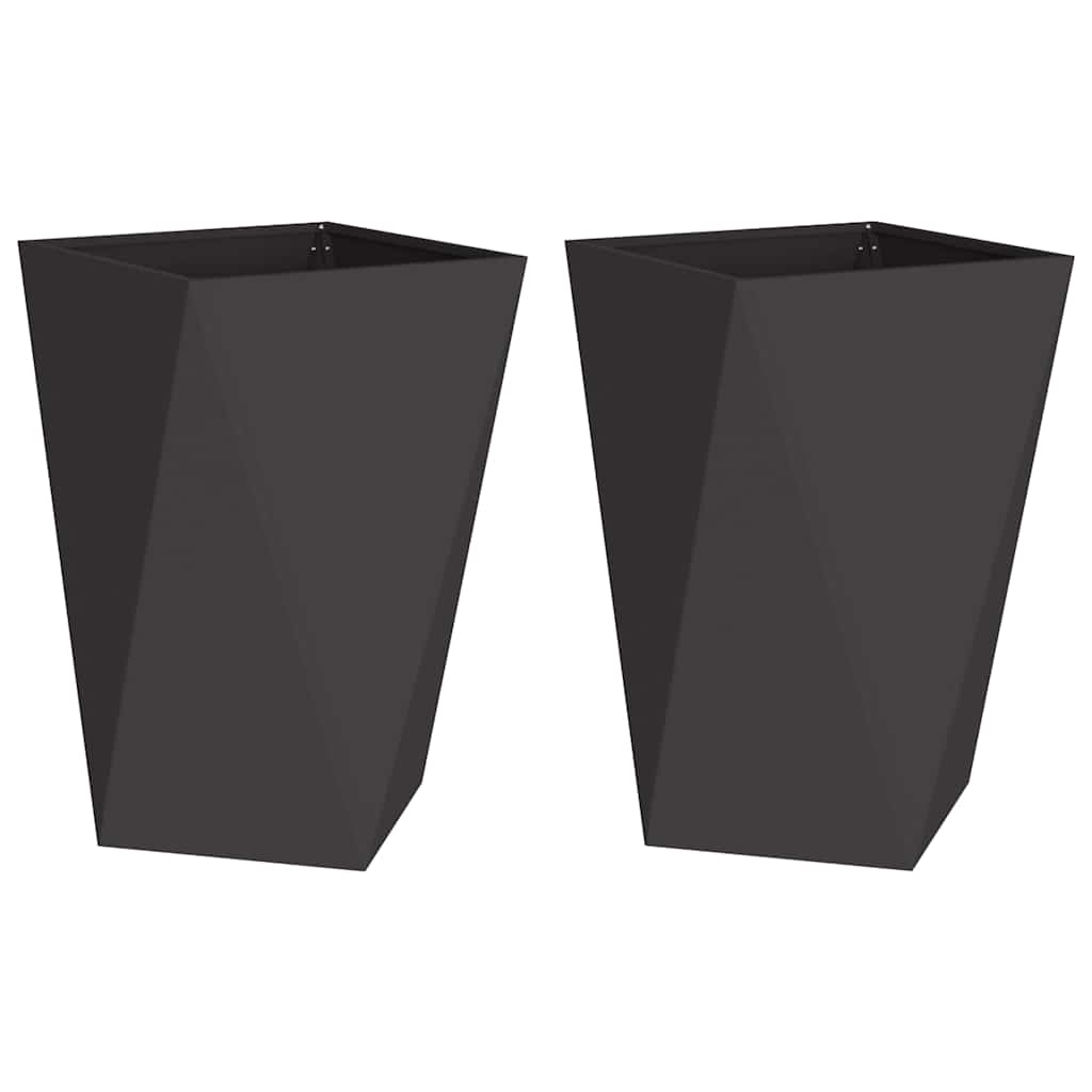Utomhus Blomkruka Metall 2 pcs Svart 50 x 50 x 75 cm Stål