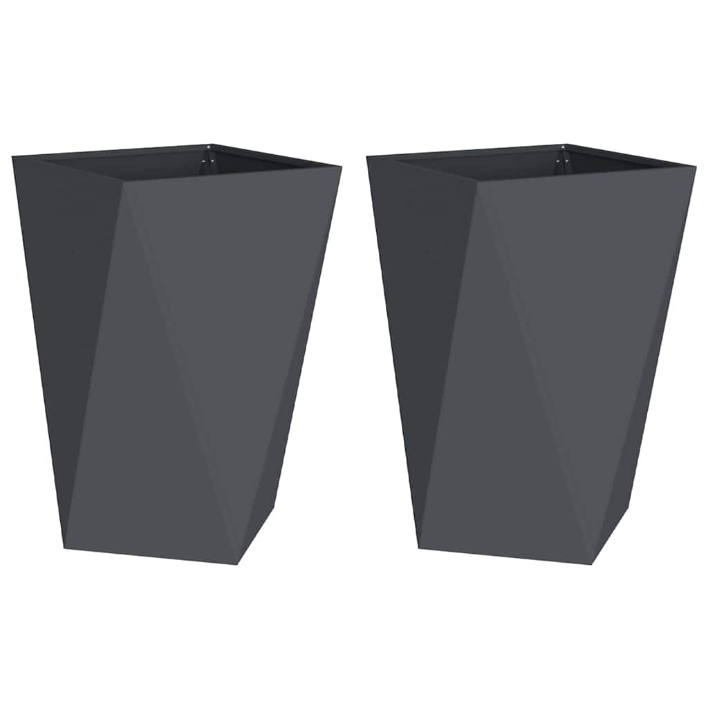 Utomhus Blomkruka Metall 2 pcs Antracit 50 x 50 x 75 cm Stål