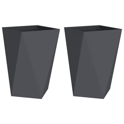 Utomhus Blomkruka Metall 2 pcs Antracit 50 x 50 x 75 cm Stål