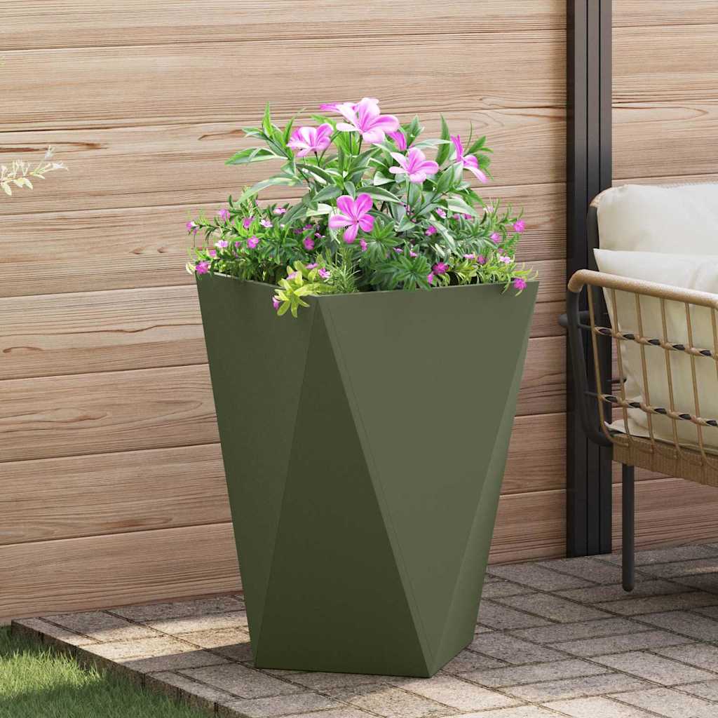 Utomhus Blomkruka Metall 2 pcs Olivgrön 50 x 50 x 75 cm Stål