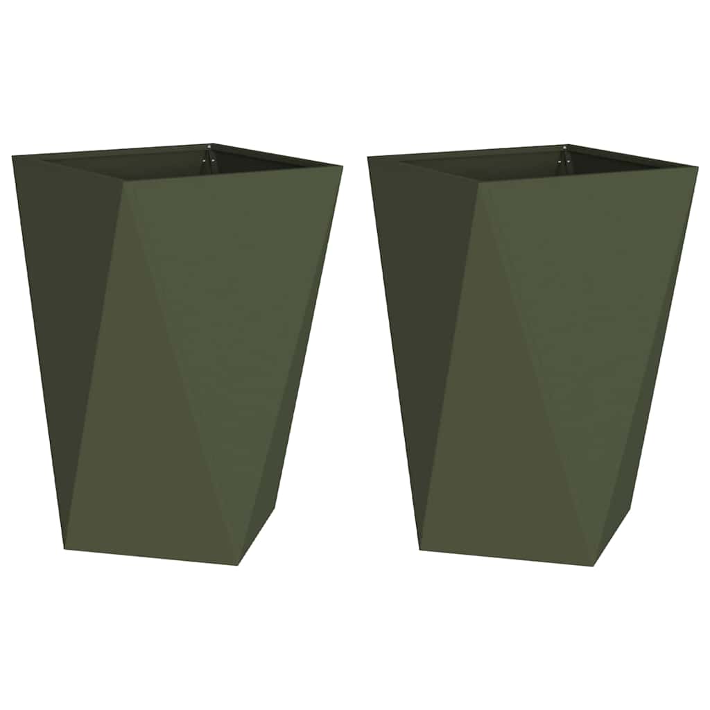 Utomhus Blomkruka Metall 2 pcs Olivgrön 50 x 50 x 75 cm Stål