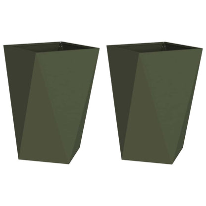 Utomhus Blomkruka Metall 2 pcs Olivgrön 50 x 50 x 75 cm Stål