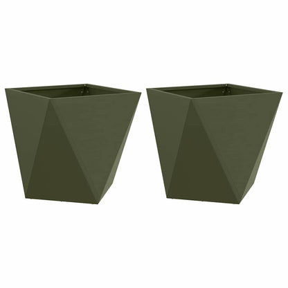 Utomhus Blomkruka Metall 2 pcs Olivgrön 40 x 40 x 40 cm Stål