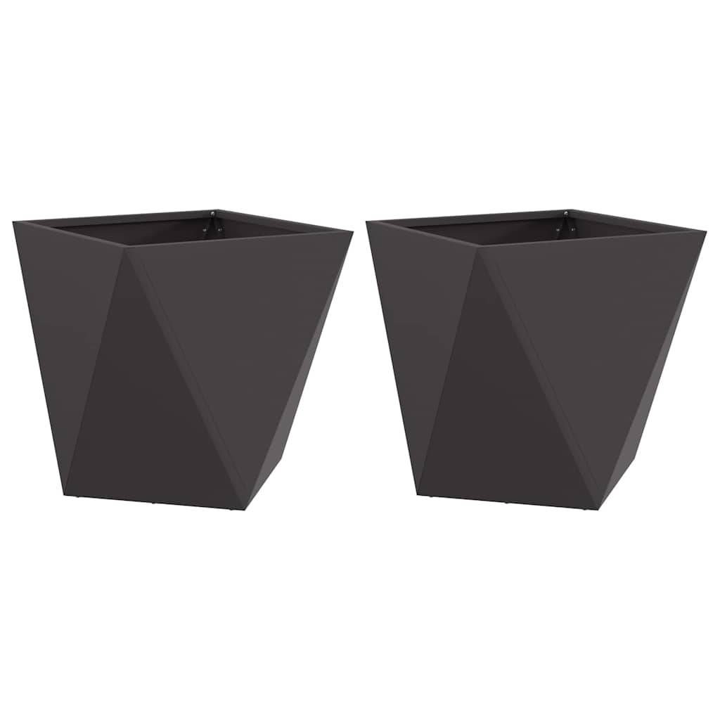 Utomhus Blomkruka Metall 2 pcs Svart 50 x 50 x 50 cm Stål