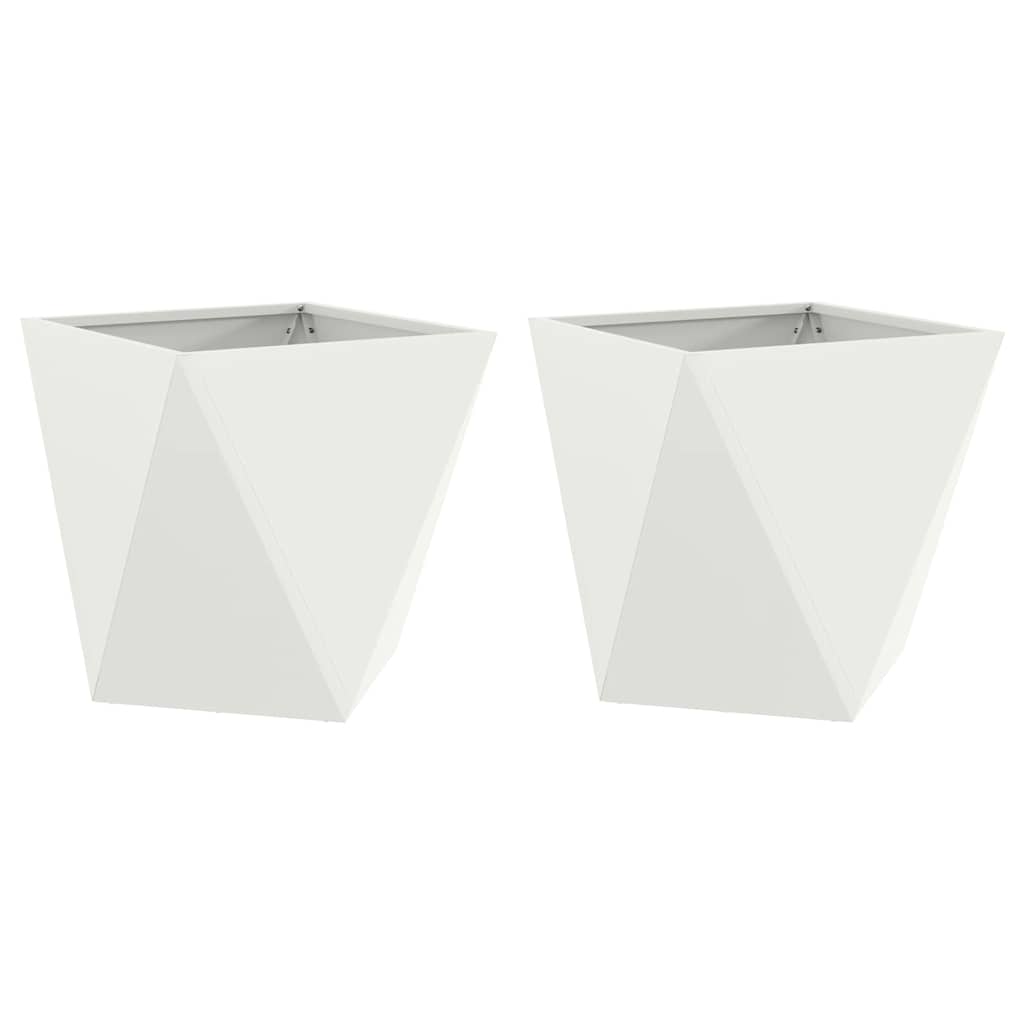 Utomhus Blomkruka Metall 2 pcs Vit 50 x 50 x 50 cm Stål