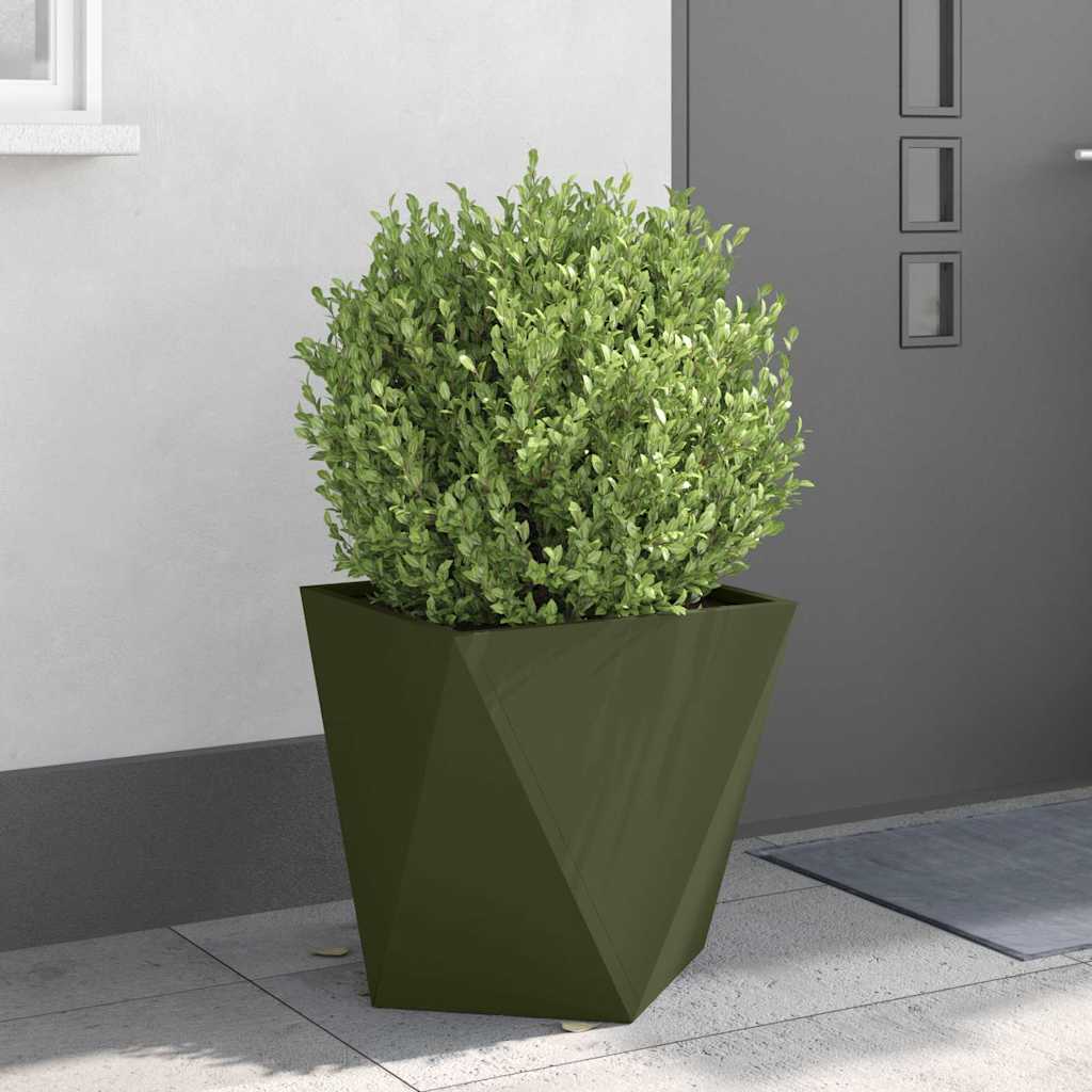 Utomhus Blomkruka Metall 2 pcs Olivgrön 50 x 50 x 50 cm Stål