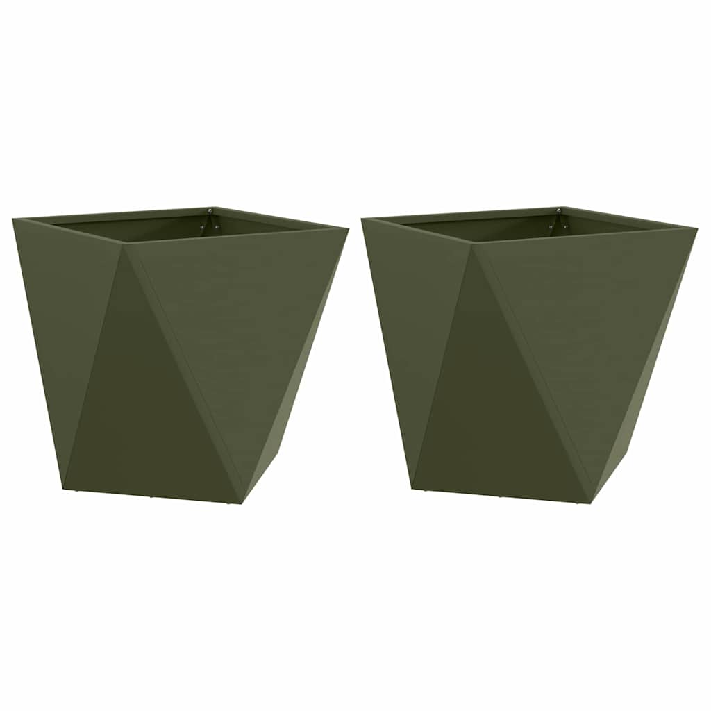 Utomhus Blomkruka Metall 2 pcs Olivgrön 50 x 50 x 50 cm Stål