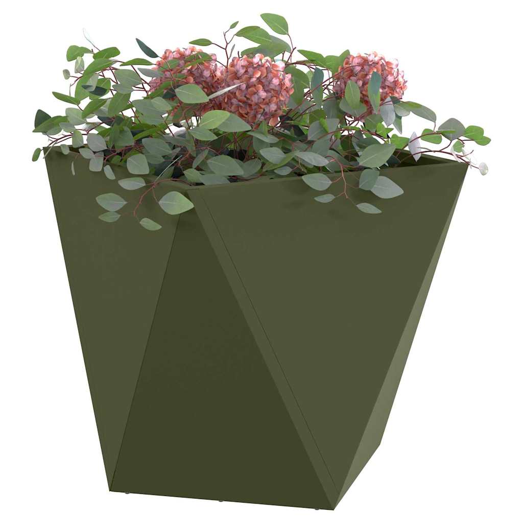 Utomhus Blomkruka Metall 2 pcs Olivgrön 50 x 50 x 50 cm Stål