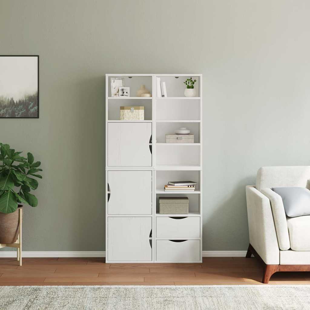 Sidoskåp 4 st "ODDA" vit 40x24x79 cm massiv trä furu
