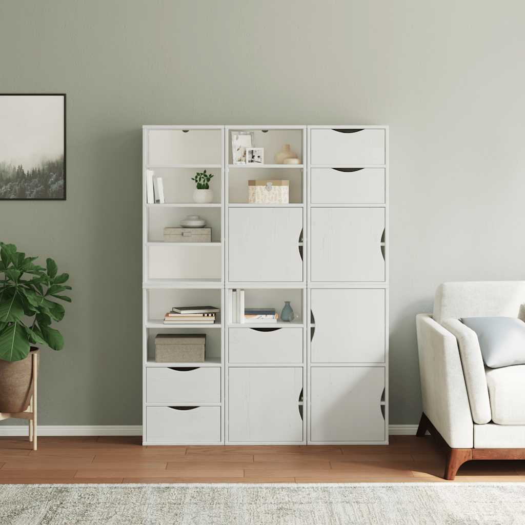 Skåp Vit 6 st "ODDA" 40x24x79 cm massivt Trä furu