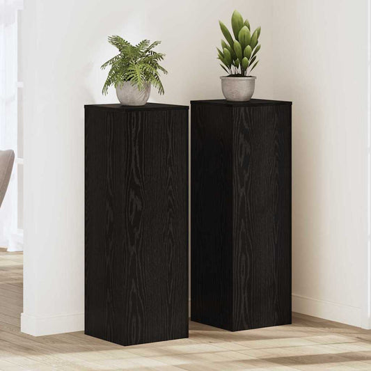 Blomställning Piedestal 2 pcs Svart Ek 33 x 33 x 100 cm