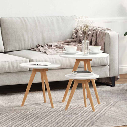 Soffbord Vit Brun 50 x 50 x 46 cm Massivt valnötsträ