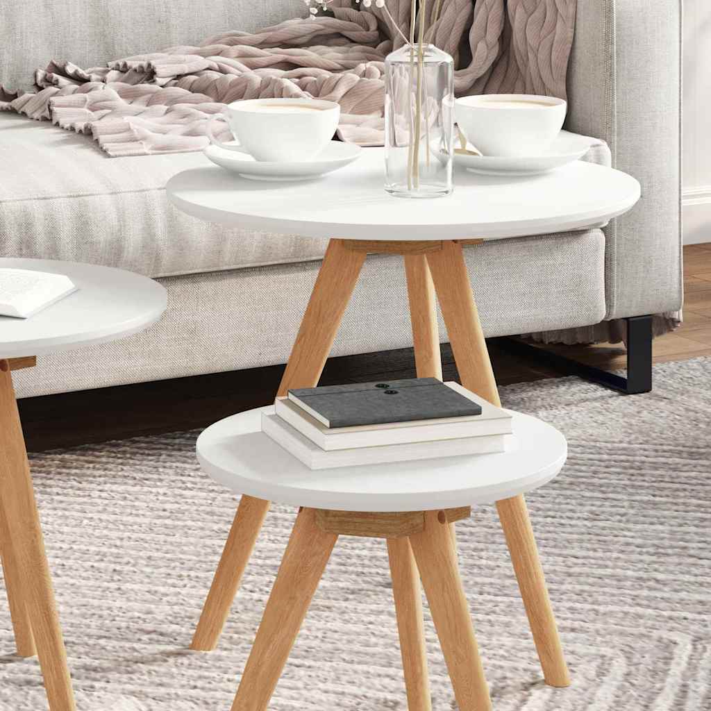Soffbord Vit Brun 50 x 50 x 46 cm Massivt valnötsträ