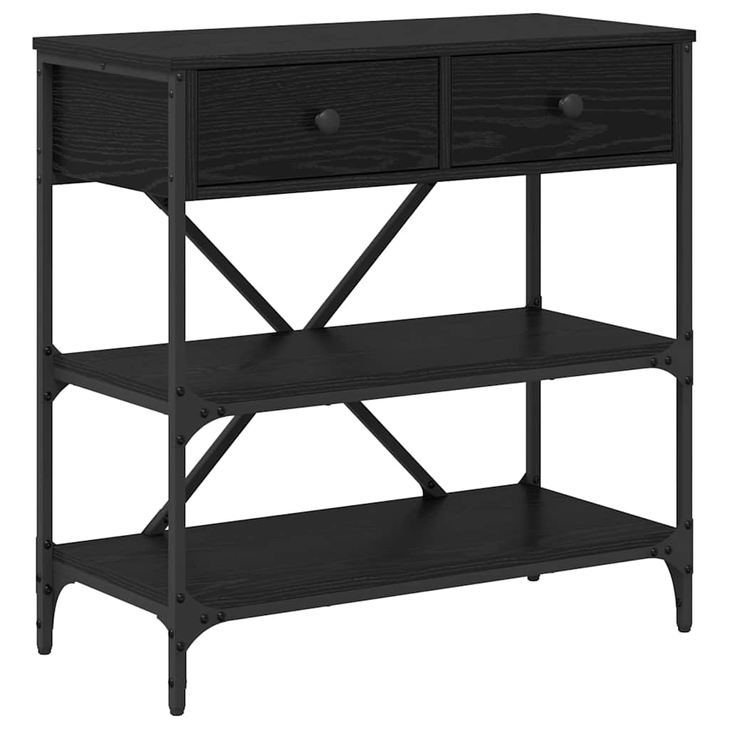 Avlastningsbord Konsollbord Svart Ek med låda med hylla Övrigt med lagring  100 x 34,5 x 75 cm