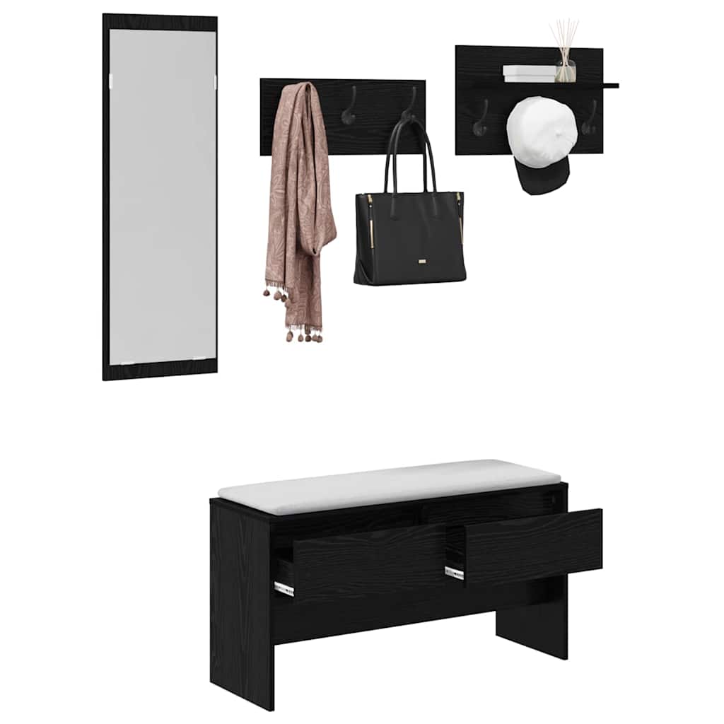 Hallmöbelset med låda 4 pcs Gammalt trä Konstruerat trä