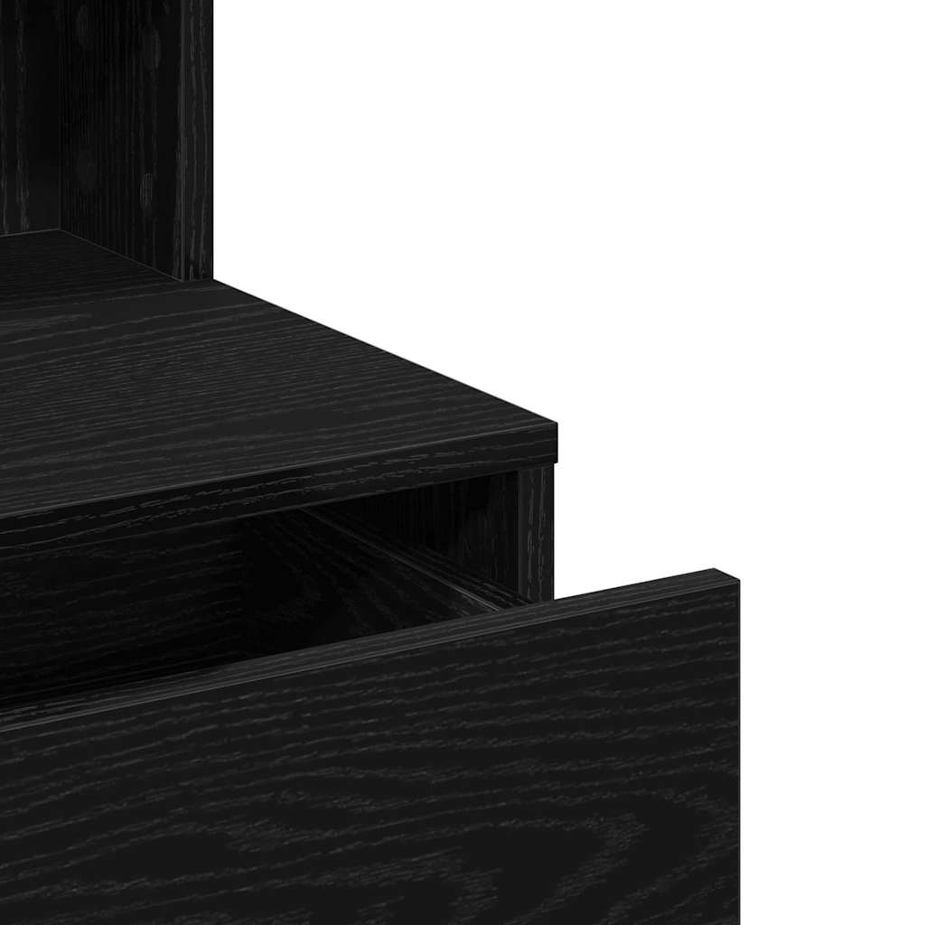 Smyckebord med låda Svart Ek 80 x 41 x 134,5 cm Konstruerat trä