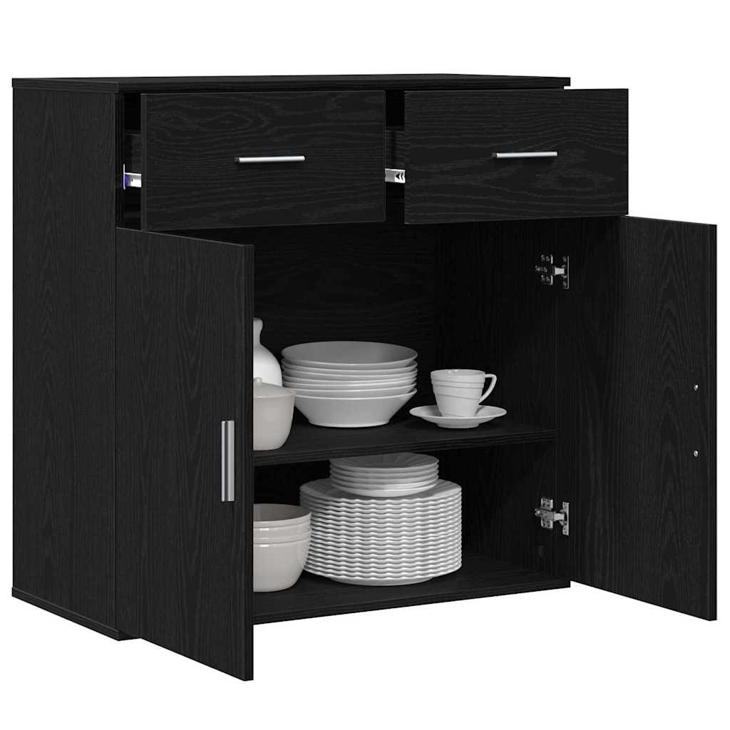 Skänk Svart Ek med låda 78 x 38 x 80 cm