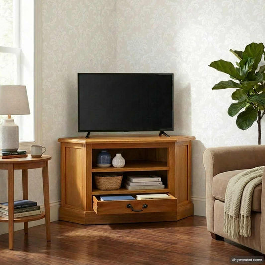 TV-Möbel Trä HörnTVSkåp Naturfärg 79 x 40 x 46 cm Massivt mahognyträ