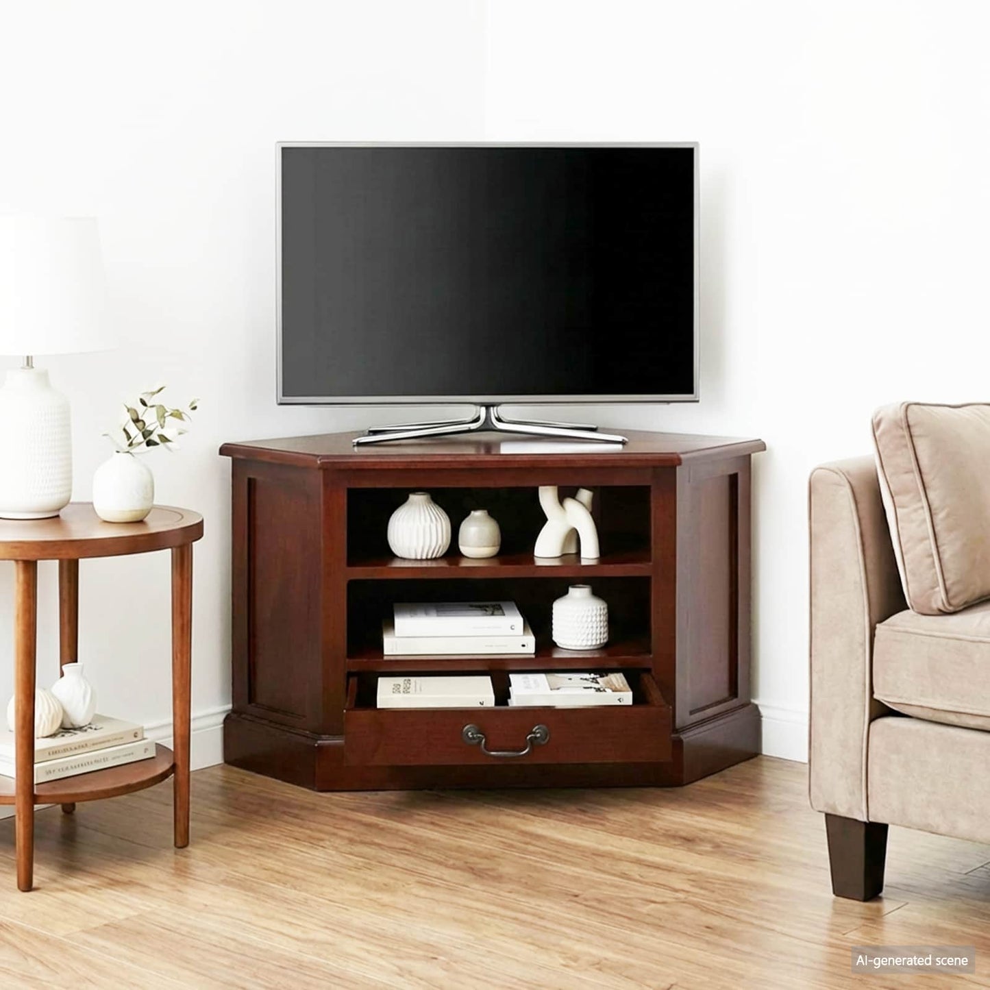 TV-Möbel Brun HörnTVSkåp med låda 79 x 40 x 46 cm Massivt mahognyträ