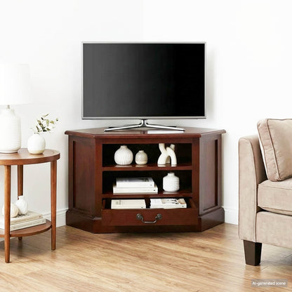 TV-Möbel Brun HörnTVSkåp med låda 79 x 40 x 46 cm Massivt mahognyträ