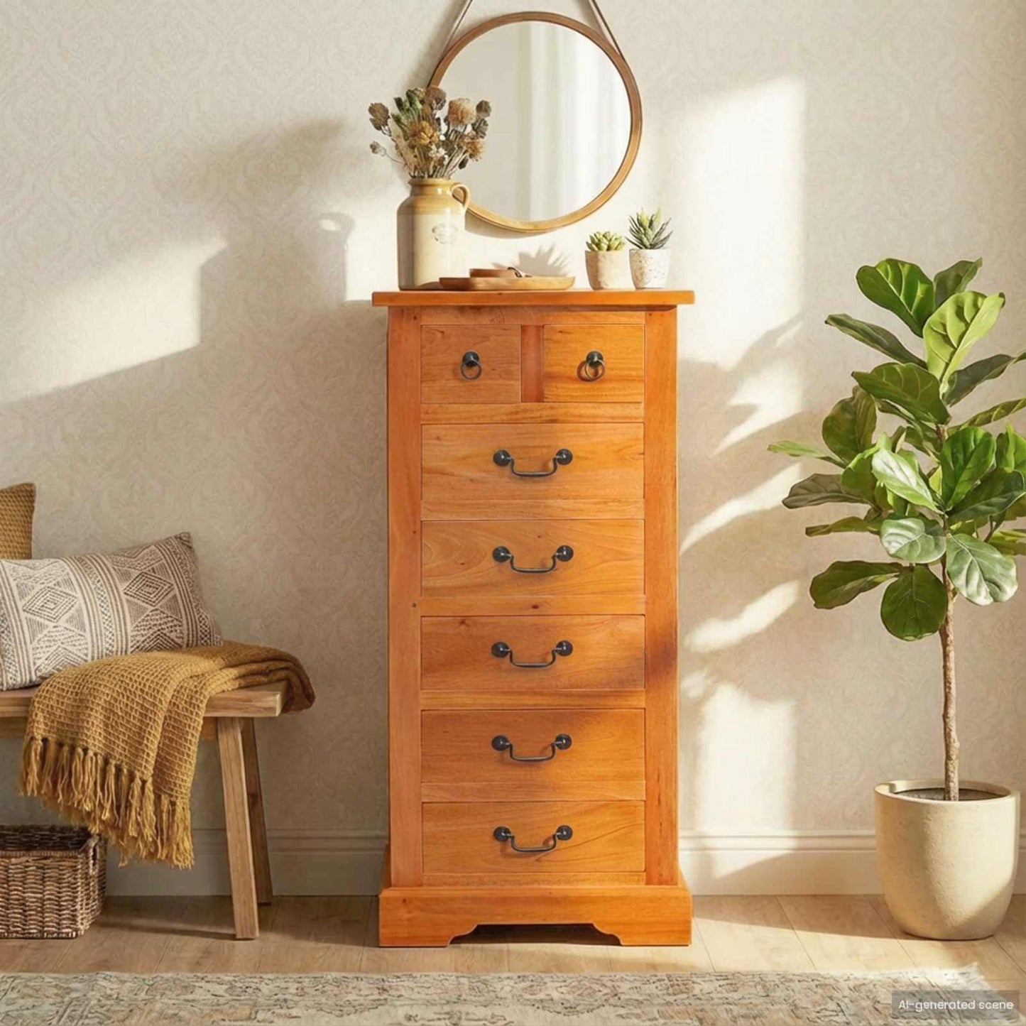 Byrå Trä Naturfärg 45 x 35 x 100,5 cm Massivt mahognyträ