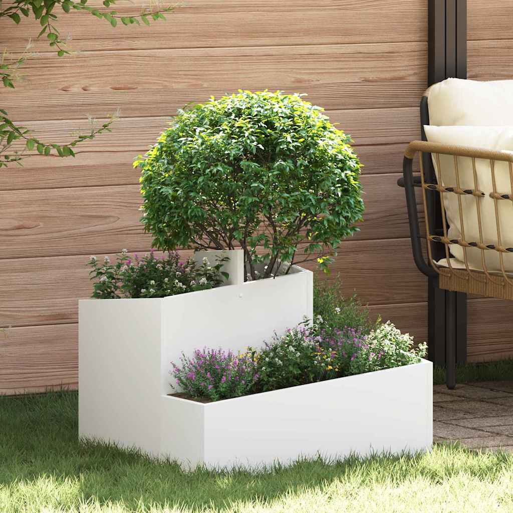 Utomhus Blomkruka Metall Vit 60 x 60 x 50 cm Kallvalsat stål