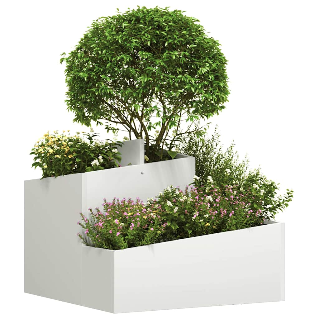 Utomhus Blomkruka Metall Vit 60 x 60 x 50 cm Kallvalsat stål