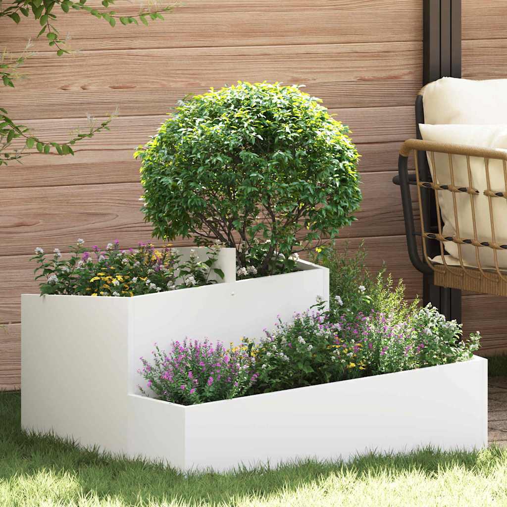 Utomhus Blomkruka Metall Vit 80 x 80 x 50 cm Kallvalsat stål