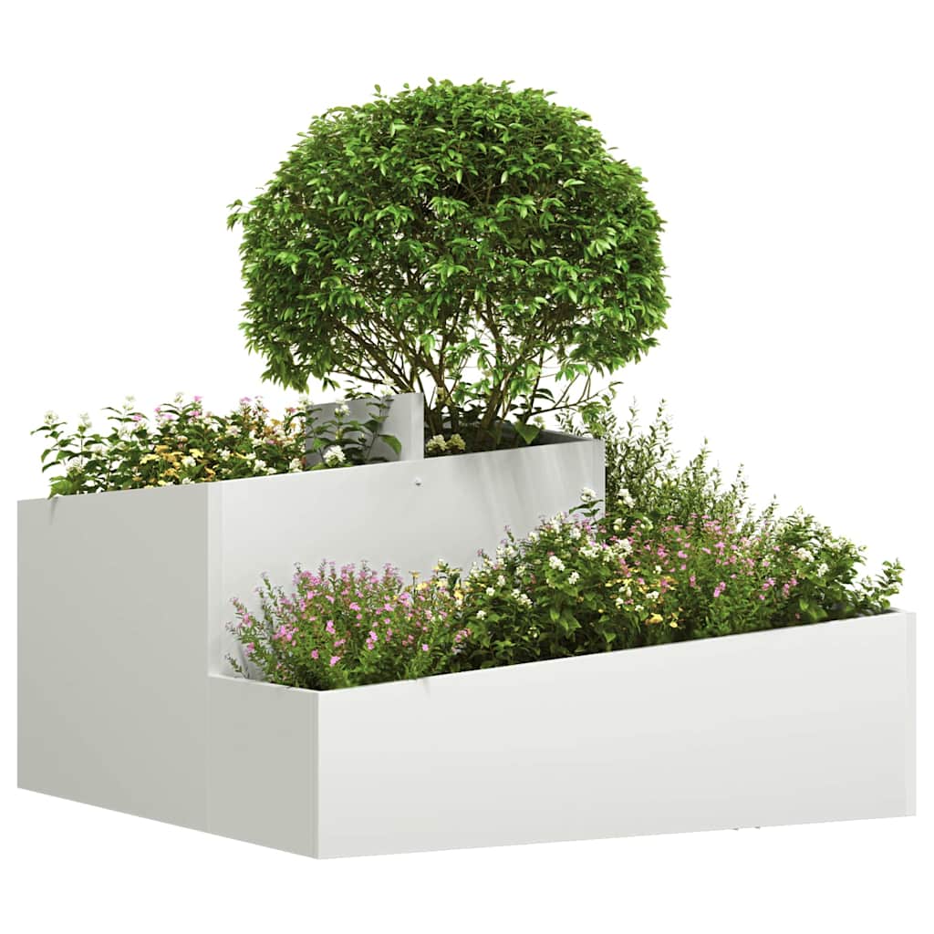 Utomhus Blomkruka Metall Vit 80 x 80 x 50 cm Kallvalsat stål