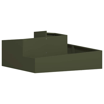 Trädgårdsplanterare Olivgrön 100 x 100 x 50 cm Kallvalsat stål