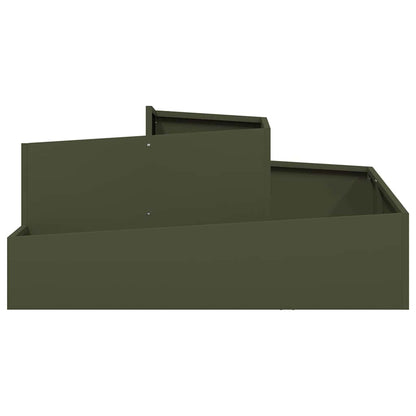 Trädgårdsplanterare Olivgrön 100 x 100 x 50 cm Kallvalsat stål