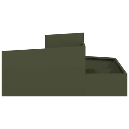 Trädgårdsplanterare Olivgrön 100 x 100 x 50 cm Kallvalsat stål