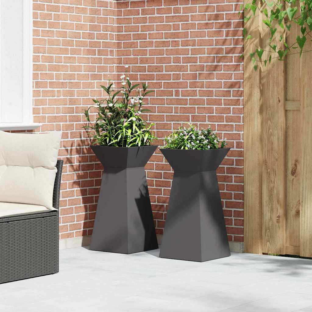 Utomhus Blomkruka Metall Pelarkrukor 2 pcs Svart 35 x 35 x 73 cm