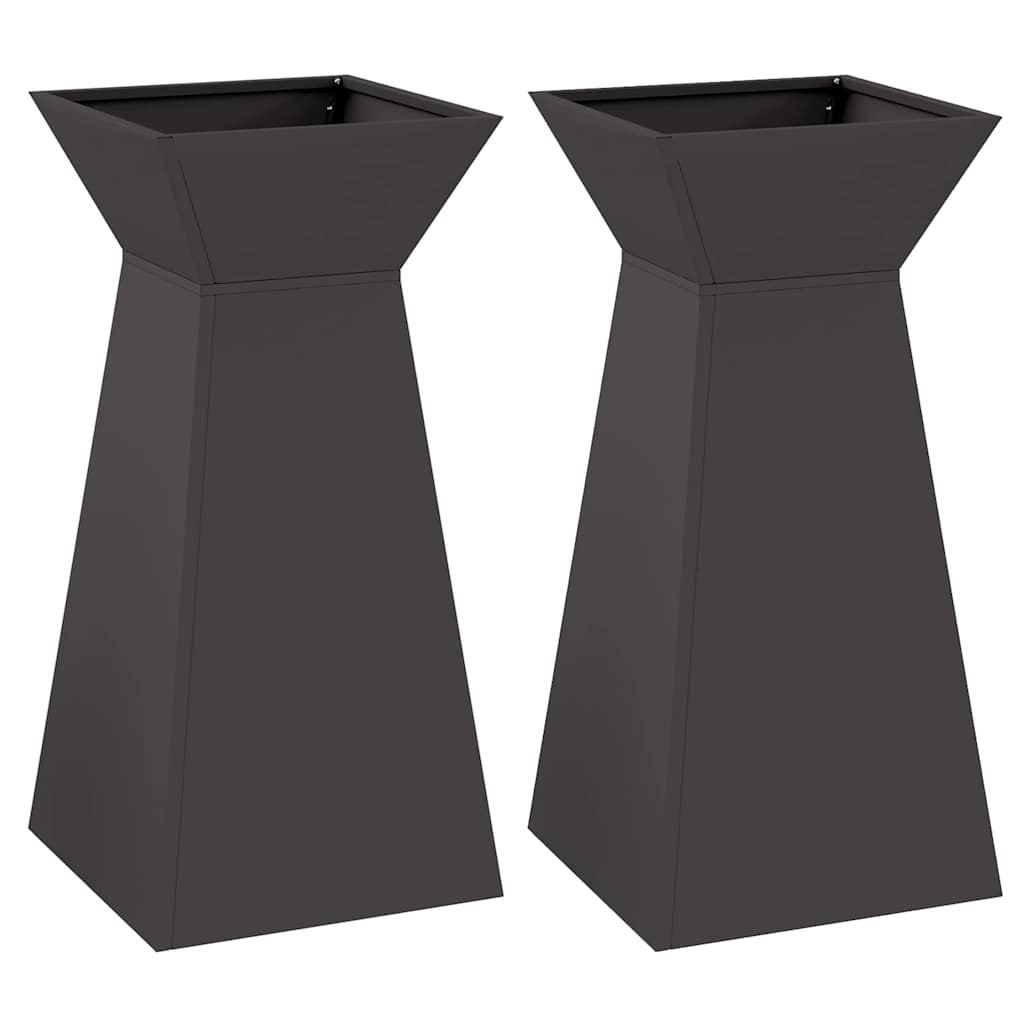 Utomhus Blomkruka Metall Pelarkrukor 2 pcs Svart 35 x 35 x 73 cm