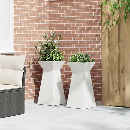 Utomhus Blomkruka Metall Pelarkrukor 2 pcs Vit 35 x 35 x 73 cm