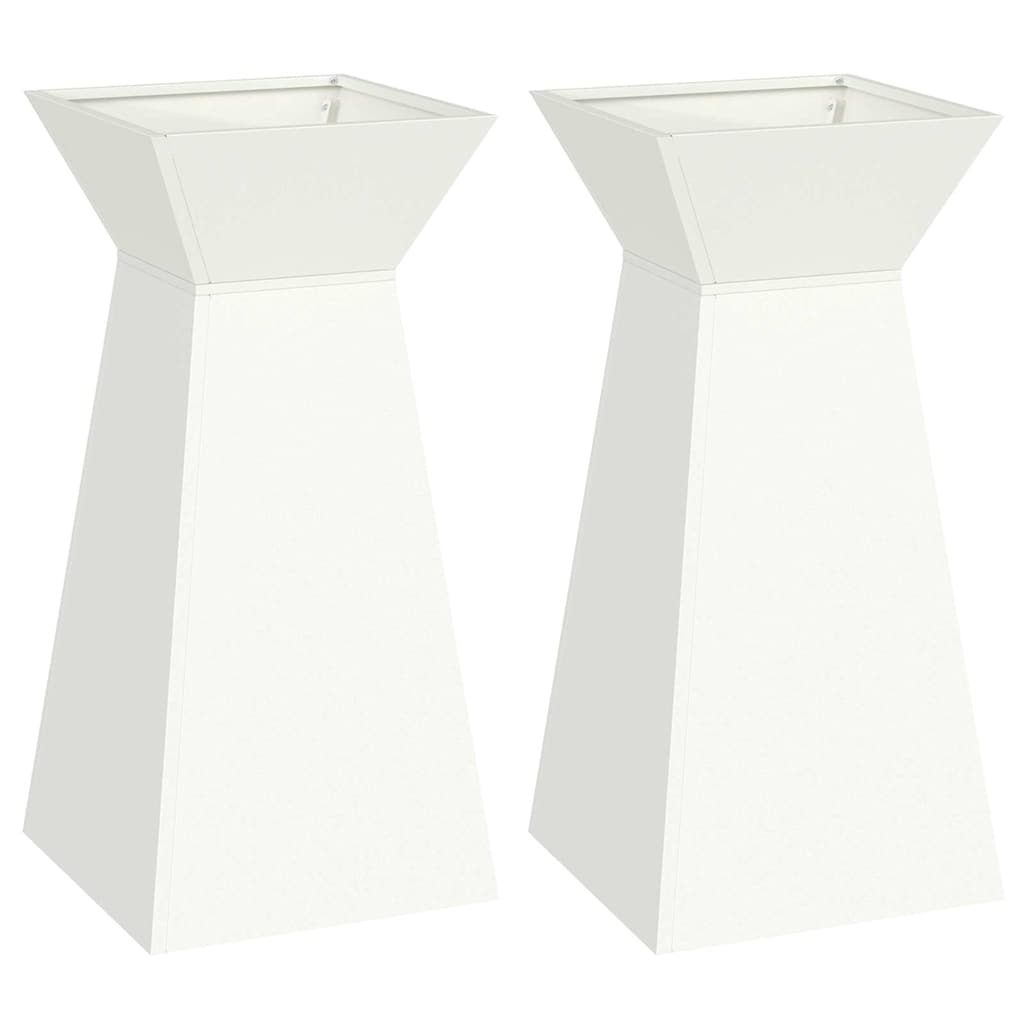 Utomhus Blomkruka Metall Pelarkrukor 2 pcs Vit 35 x 35 x 73 cm