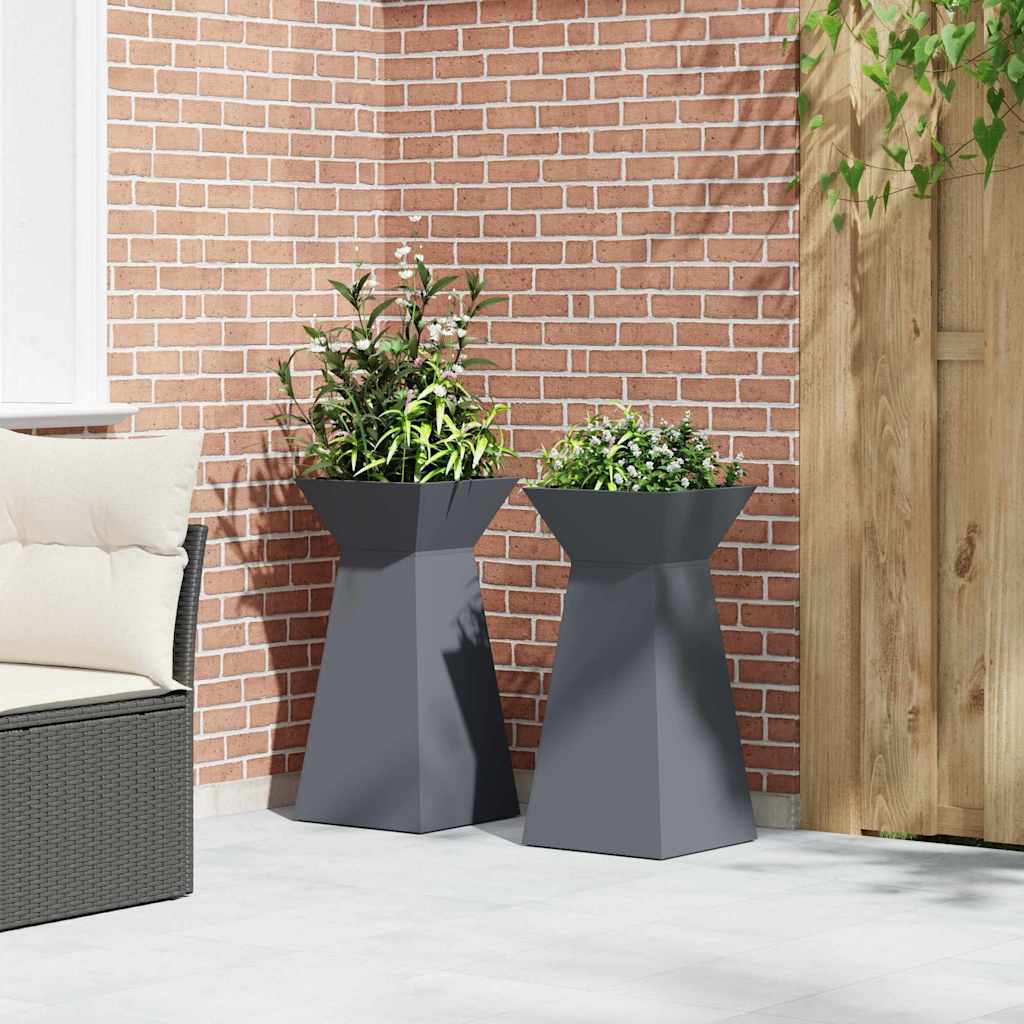 Utomhus Blomkruka Metall Pelarkrukor 2 pcs Antracit 35 x 35 x 73 cm