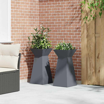 Utomhus Blomkruka Metall Pelarkrukor 2 pcs Antracit 35 x 35 x 73 cm