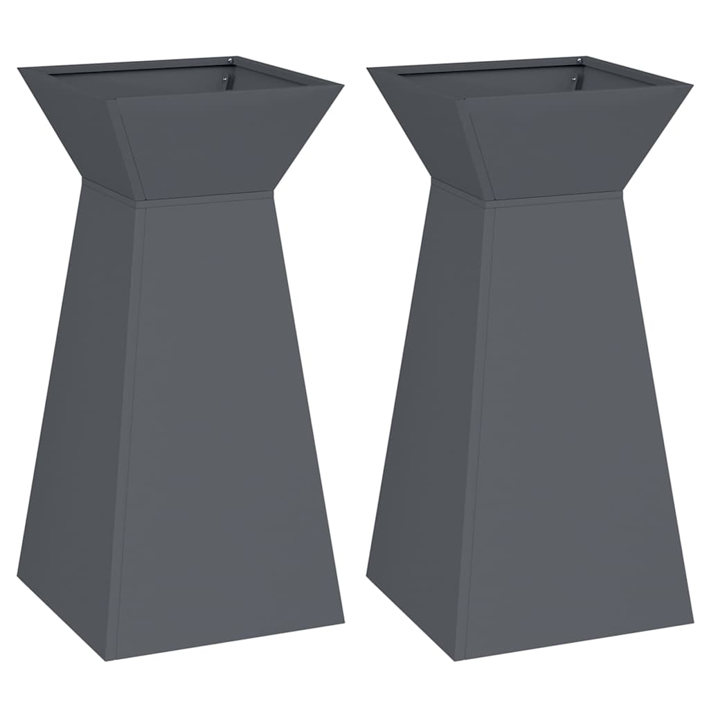 Utomhus Blomkruka Metall Pelarkrukor 2 pcs Antracit 35 x 35 x 73 cm