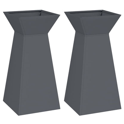 Utomhus Blomkruka Metall Pelarkrukor 2 pcs Antracit 35 x 35 x 73 cm