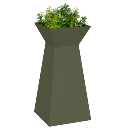 Utomhus Blomkruka Metall Pelarkrukor 2 pcs Olivgrön 35 x 35 x 73 cm